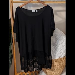 Black top with lace bottom trim